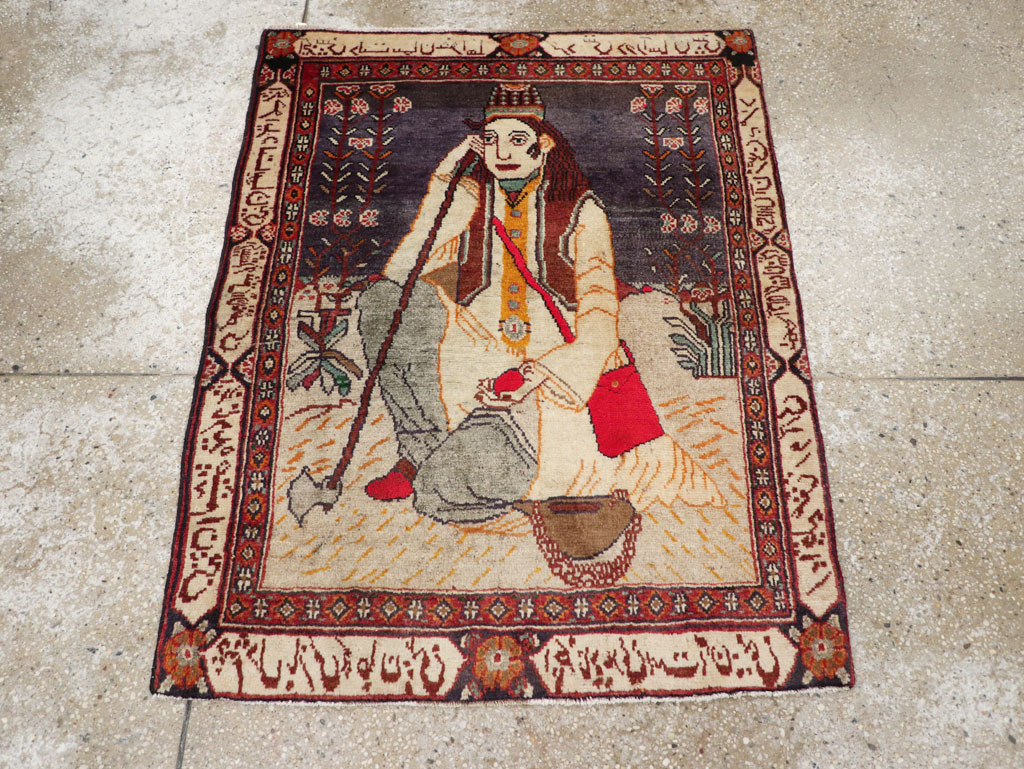 Antique Persian Malayer Pictorial Rug, No.25612 - Gsblank