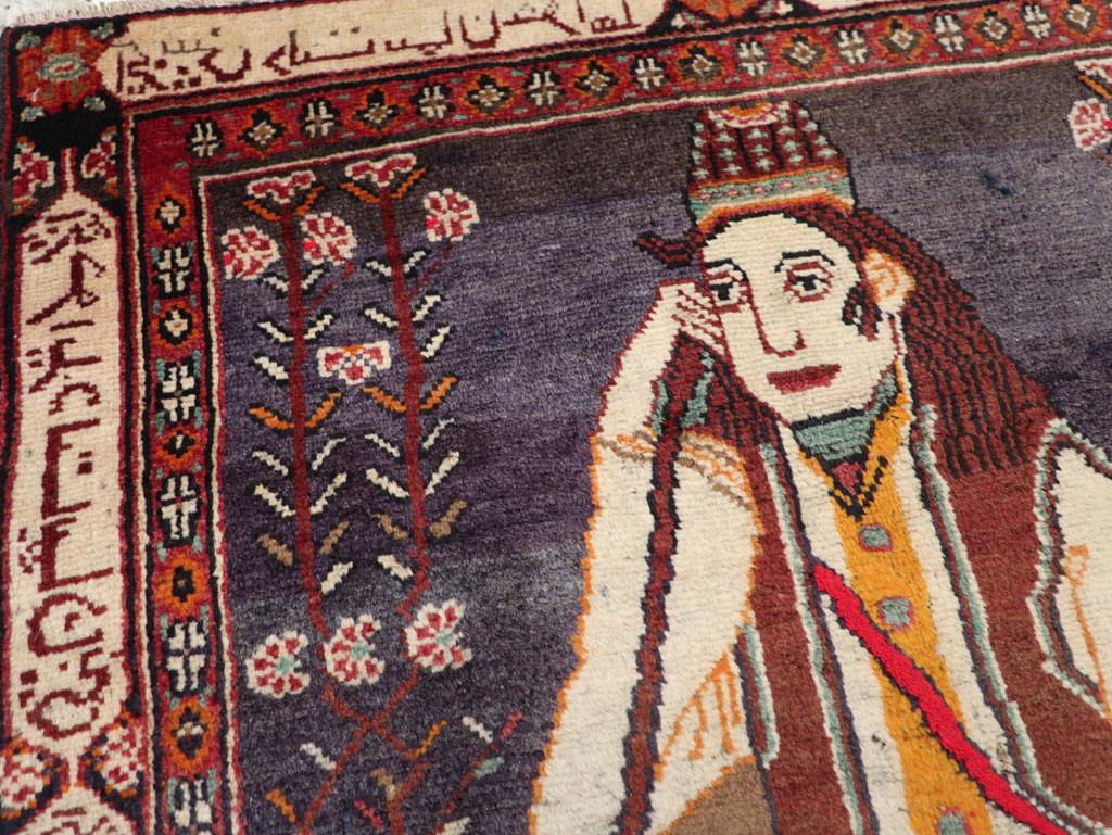 Antique Persian Malayer Pictorial Rug, No.25612 - Gsblank