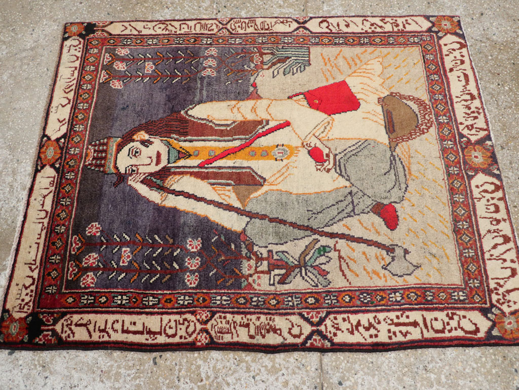 Antique Persian Malayer Pictorial Rug, No.25612 - Gsblank