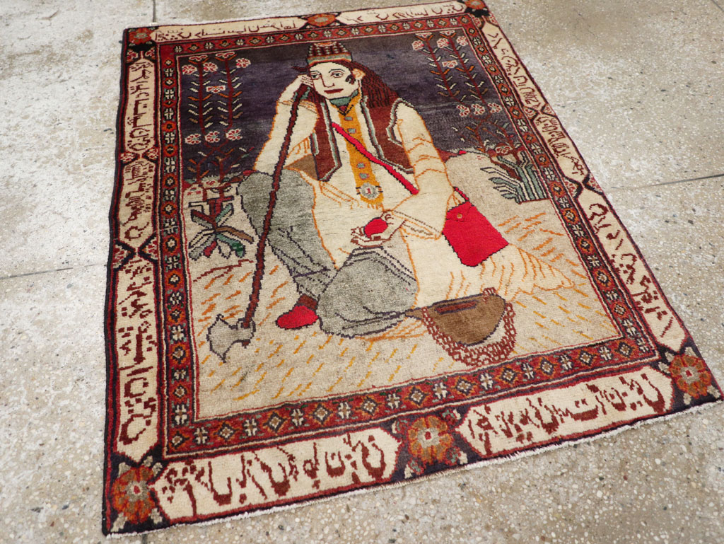 Antique Persian Malayer Pictorial Rug, No.25612 - Gsblank