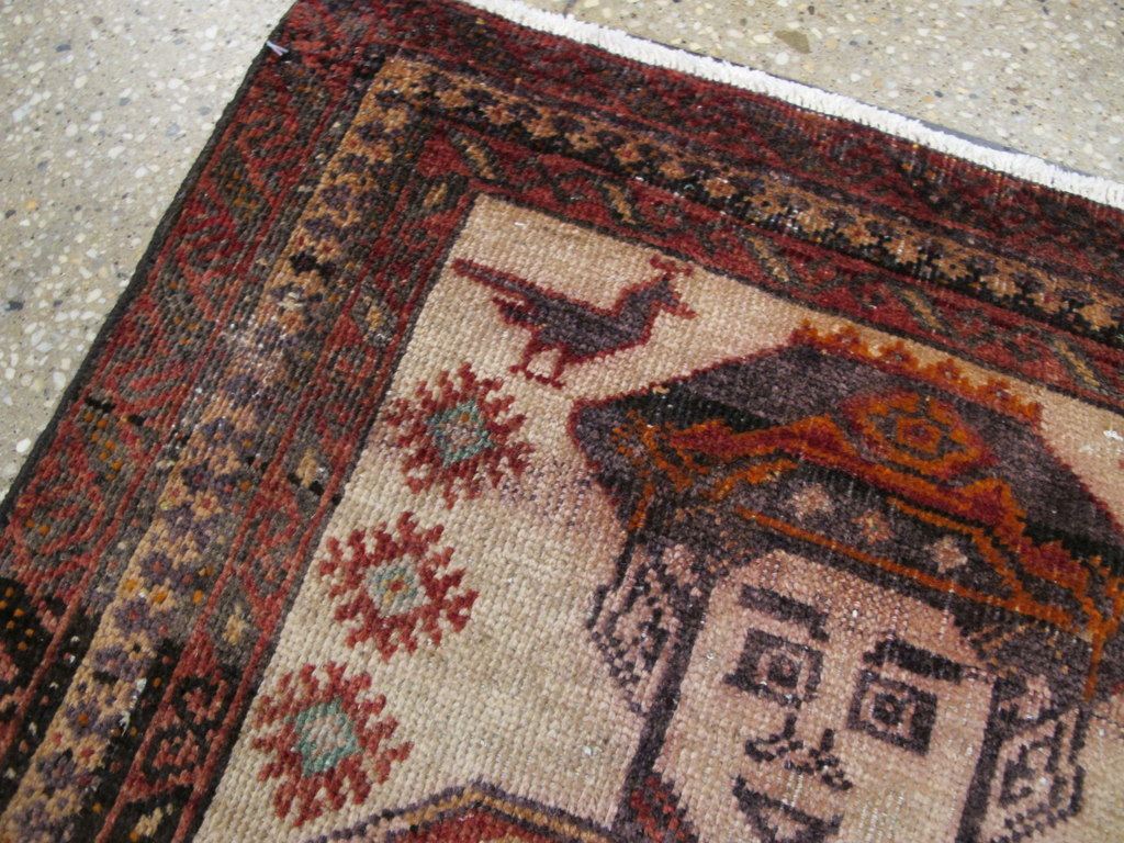 Vintage Persian Pictorial Baluch Rug, No.25616 - Gsblank