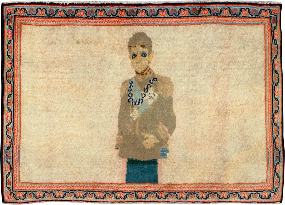 Antique Persian Kashan Pictorial Rug, No.25617 - Gsblank