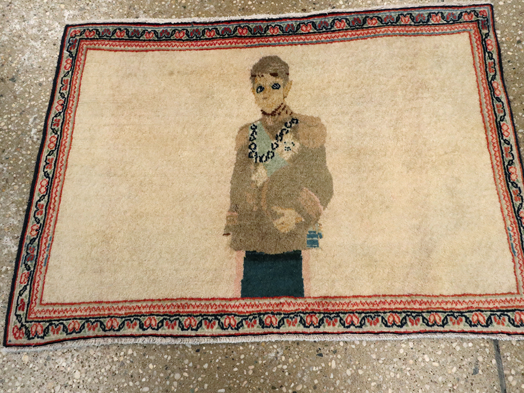 Antique Persian Kashan Pictorial Rug, No.25617 - Gsblank