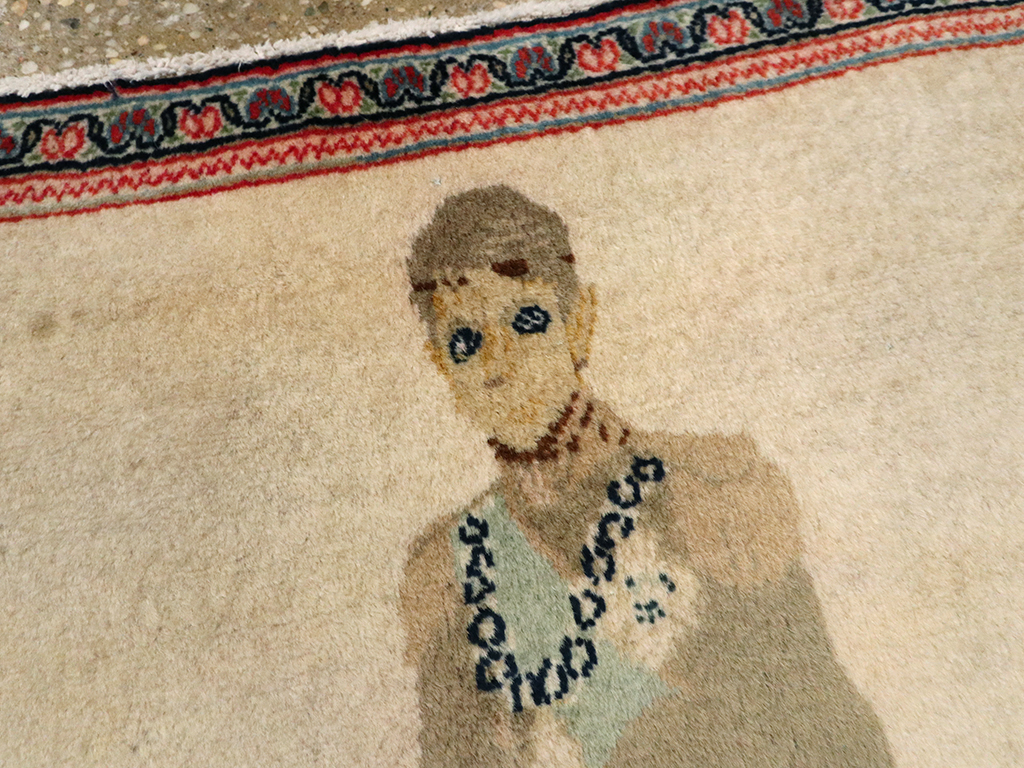 Antique Persian Kashan Pictorial Rug, No.25617 - Gsblank