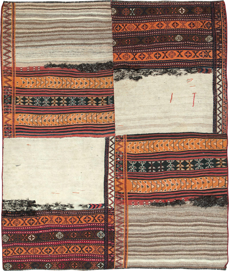 Vintage Persian Chaharmahal Bakhtiari Tacheh Flatweave Kilim , No.25628 - Gsblank