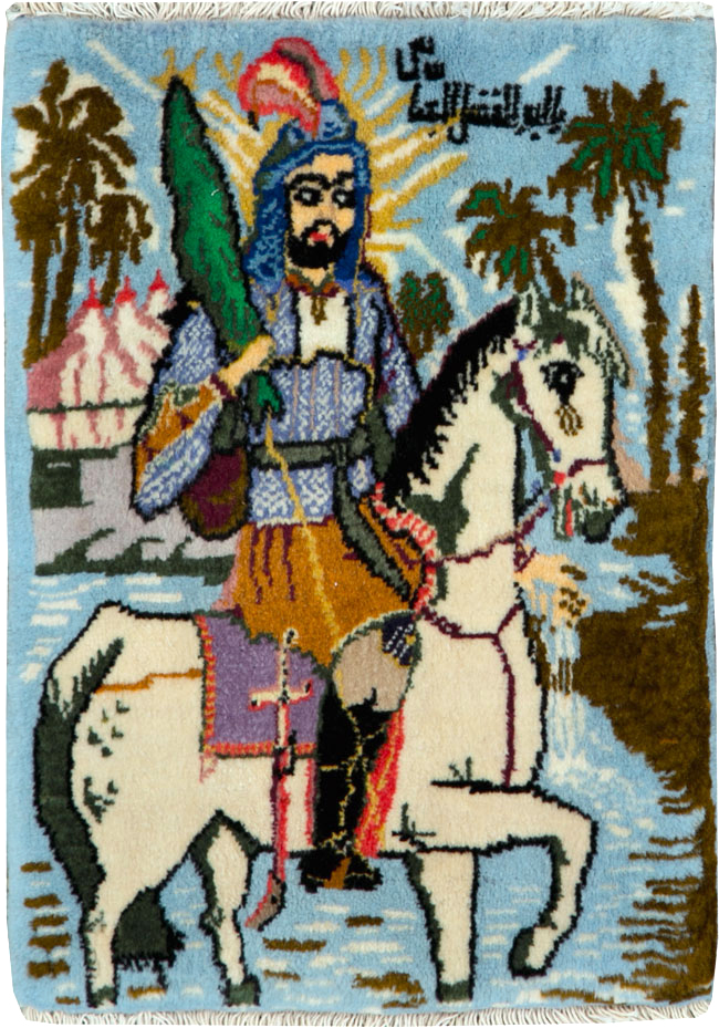 Vintage Persian Pictorial Tabriz Rug, No.25635 - Gsblank