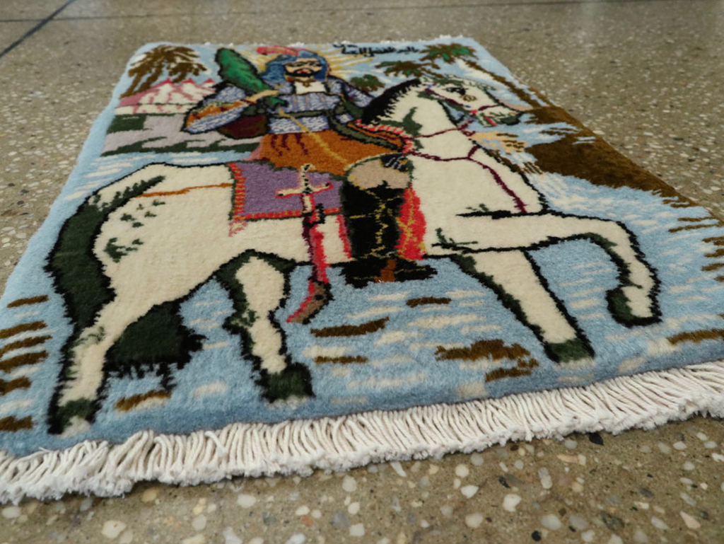 Vintage Persian Pictorial Tabriz Rug, No.25635 - Gsblank