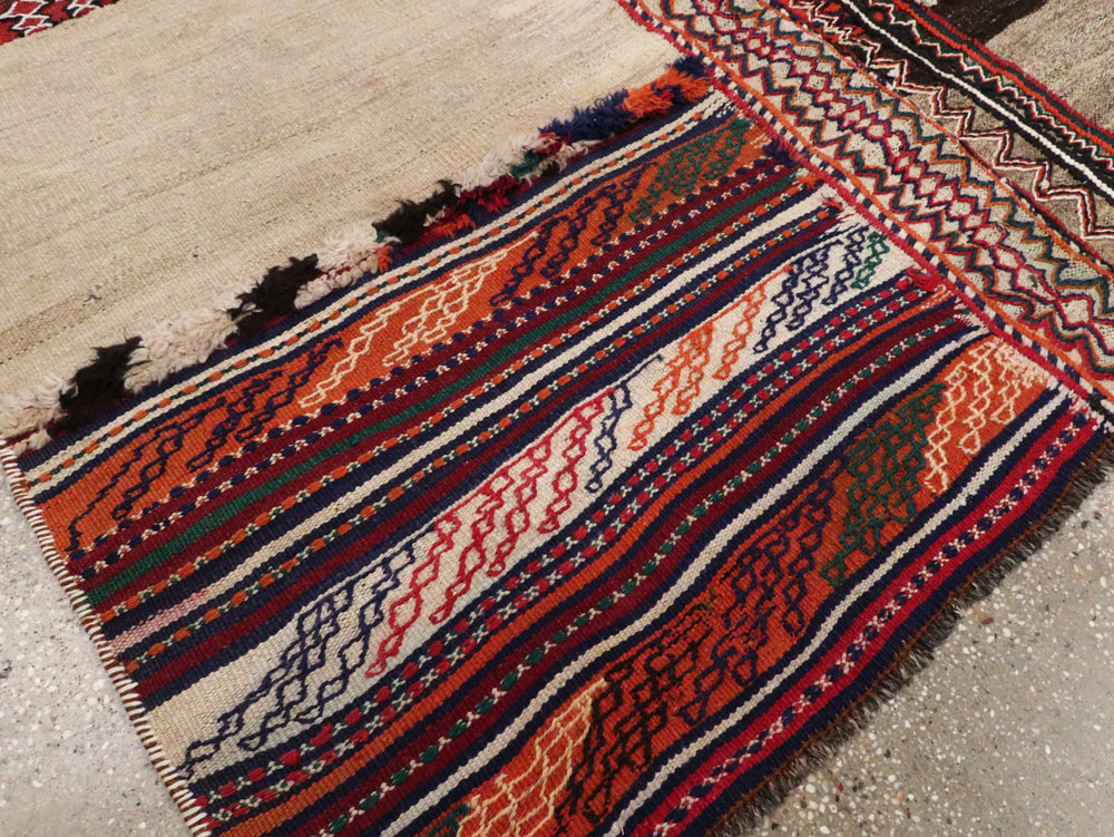 Vintage Persian Flatweave Kilim Square Accent Rug, No.25645 - Gsblank