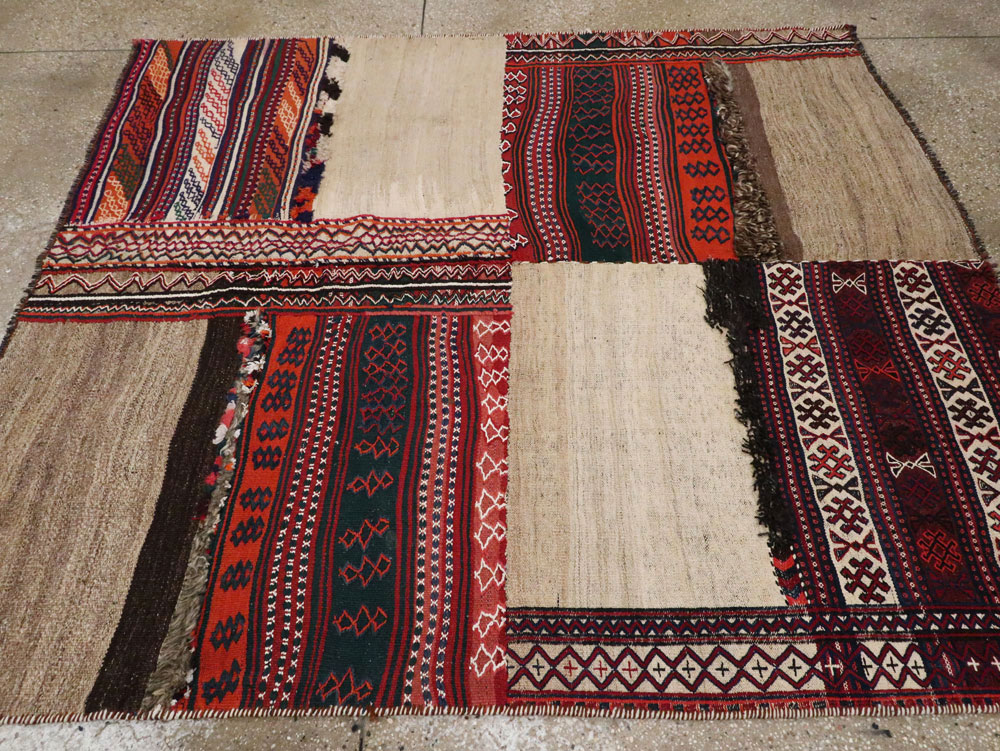 Vintage Persian Flatweave Kilim Square Accent Rug, No.25645 - Gsblank