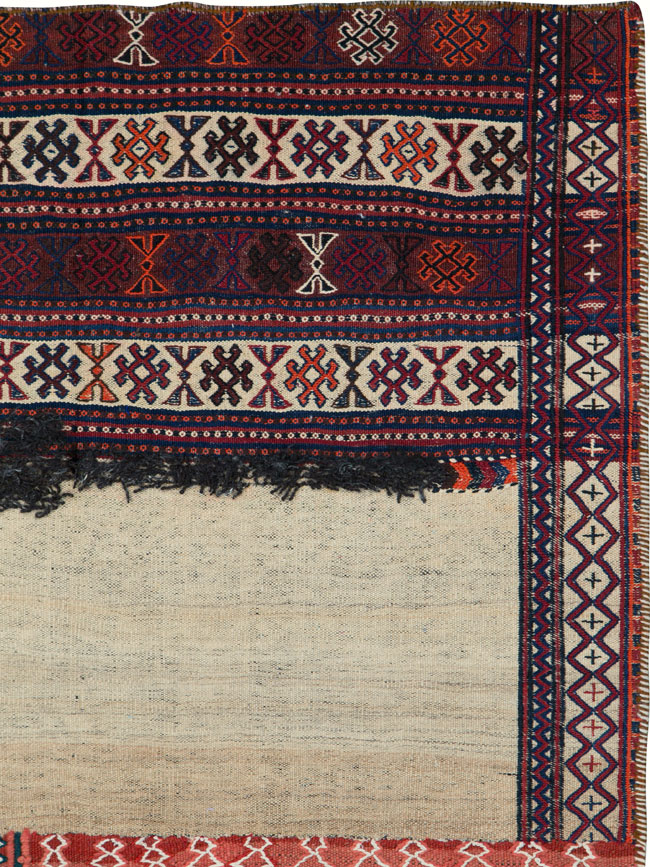 Vintage Persian Flatweave Kilim Square Accent Rug, No.25645 - Gsblank