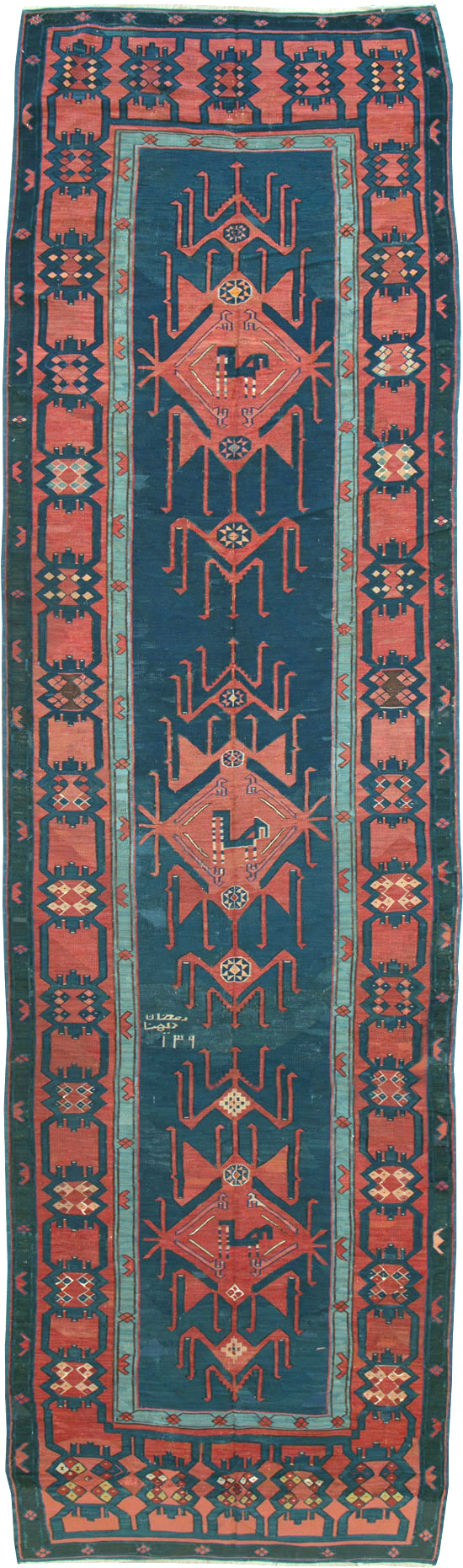 Antique Caucasian Avar Kilim Gallery Carpet, No.25659 - Gsblank