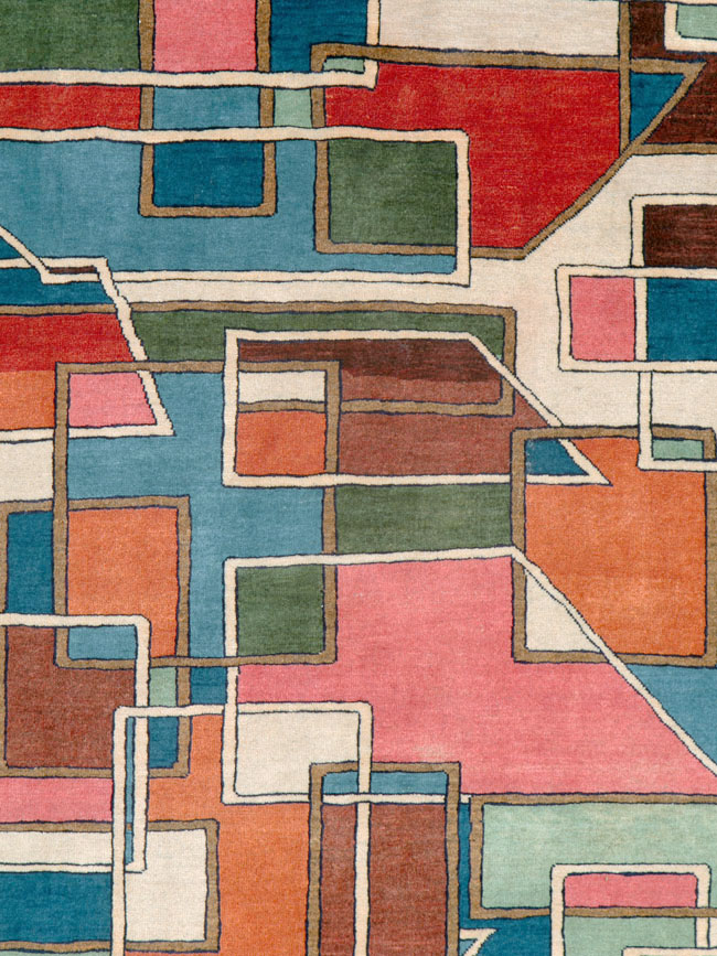 Vintage Persian Sarouk Art Deco Carpet, No.25672 - Gsblank