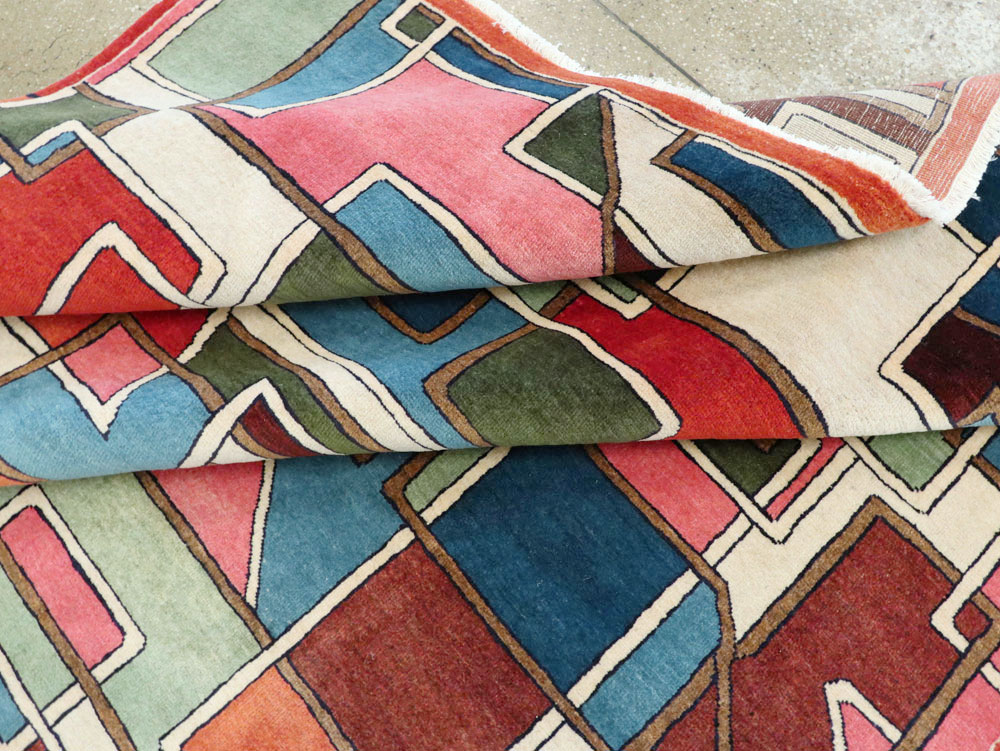 Vintage Persian Sarouk Art Deco Carpet, No.25672 - Gsblank