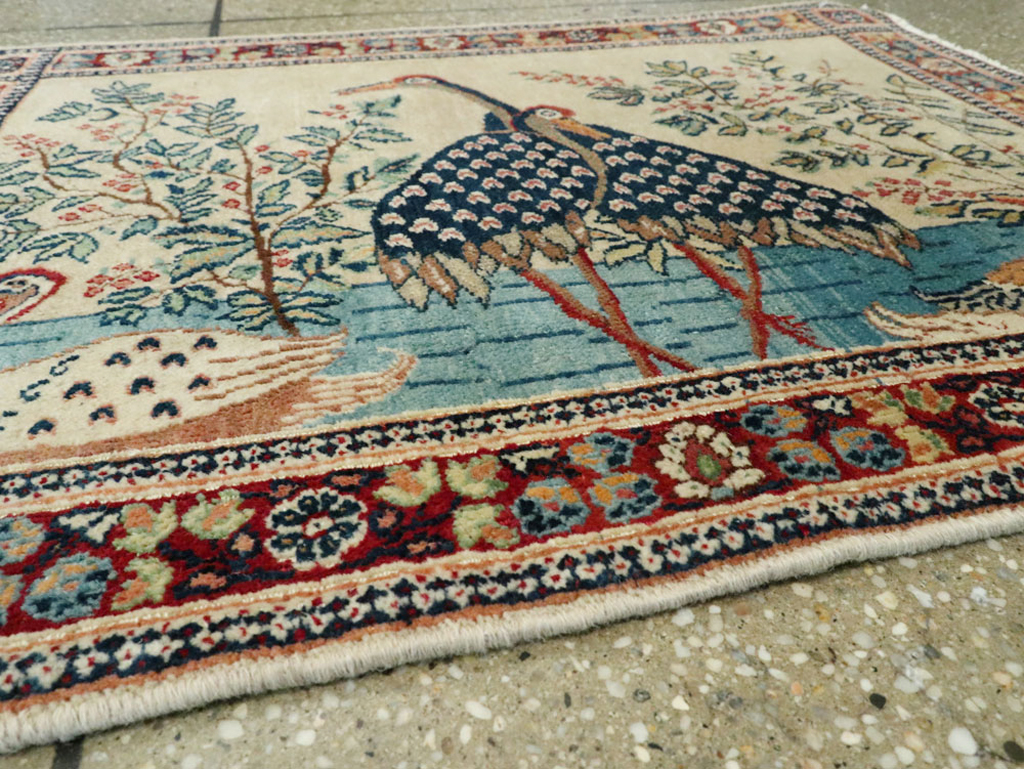 Vintage Persian Kashan Pictorial Rug, No.25674 - Gsblank