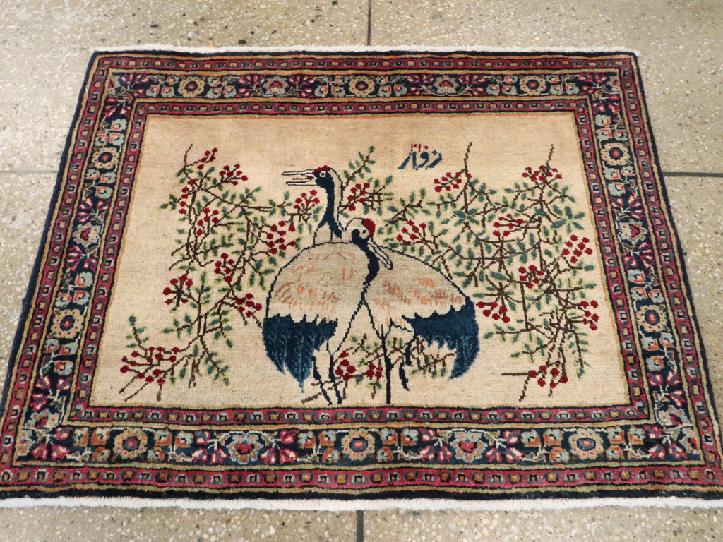 Vintage Persian Kashan Pictorial Rug, No.25675 - Gsblank