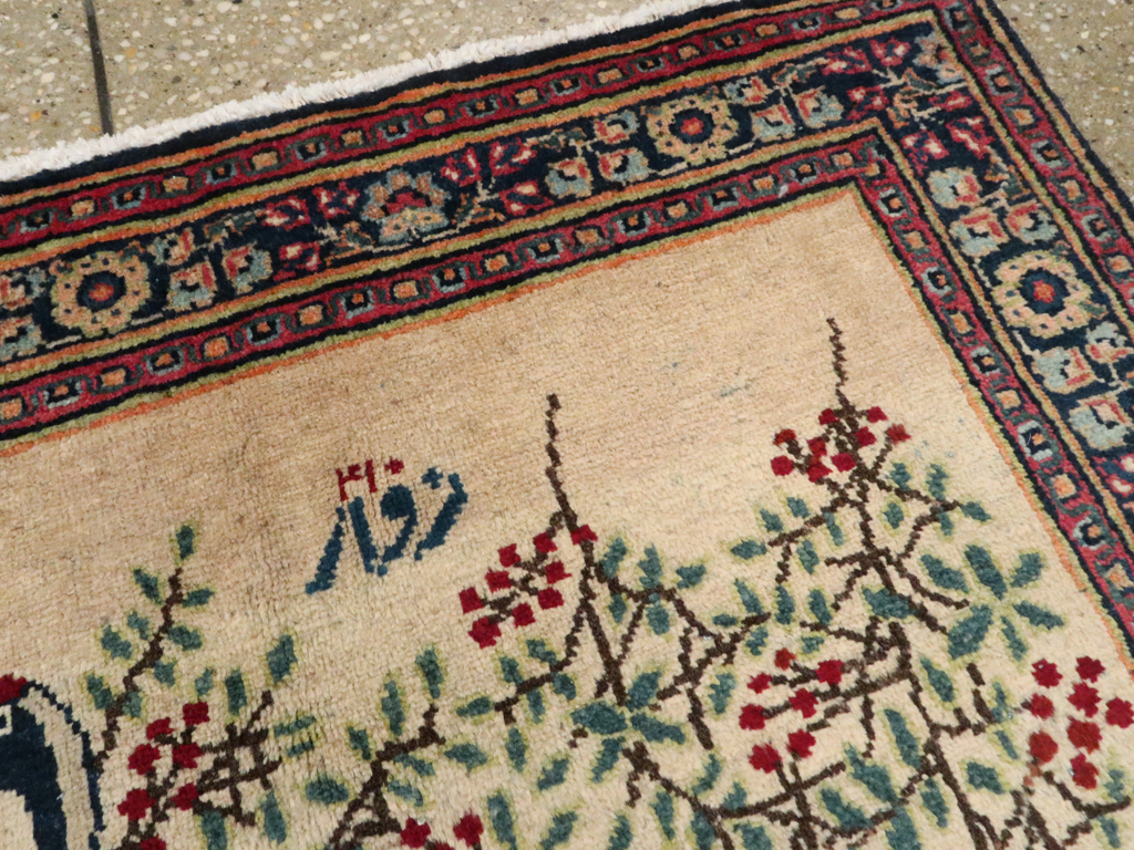 Vintage Persian Kashan Pictorial Rug, No.25675 - Gsblank