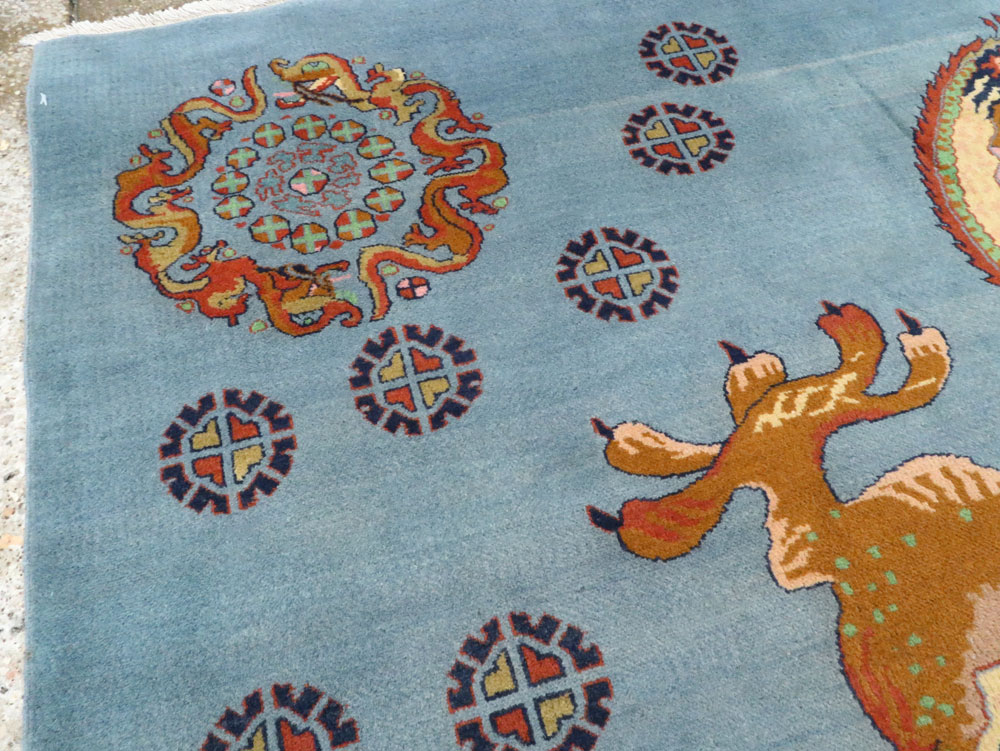 Vintage Persian Dragon Mashad Pictorial Rug, No.25698 - Gsblank