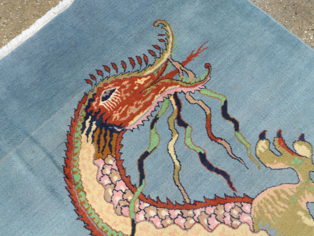 Vintage Persian Dragon Mashad Pictorial Rug, No.25698 - Gsblank