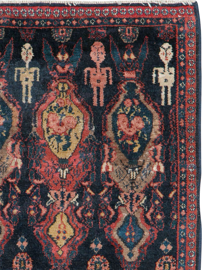 Vintage Persian Senneh Pictorial Rug (Pair: 1 of 2), No.25705 - Gsblank