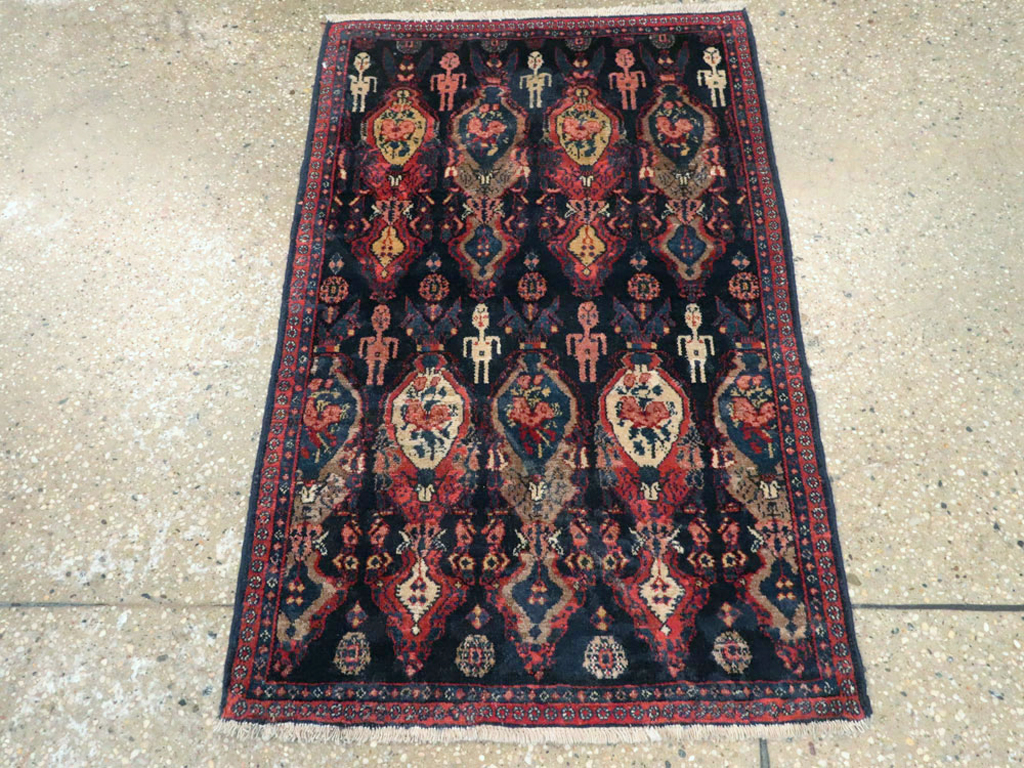 Vintage Persian Senneh Pictorial Rug (Pair: 1 of 2), No.25705 - Gsblank