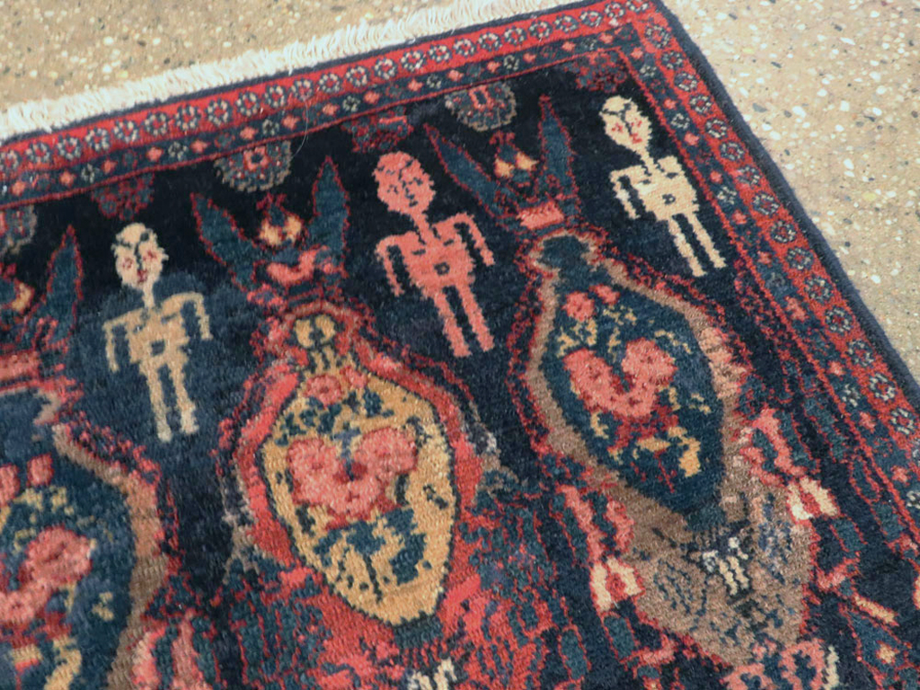 Vintage Persian Senneh Pictorial Rug (Pair: 1 of 2), No.25705 - Gsblank