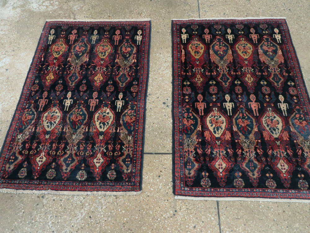 Vintage Persian Senneh Pictorial Rug (Pair: 1 of 2), No.25705 - Gsblank