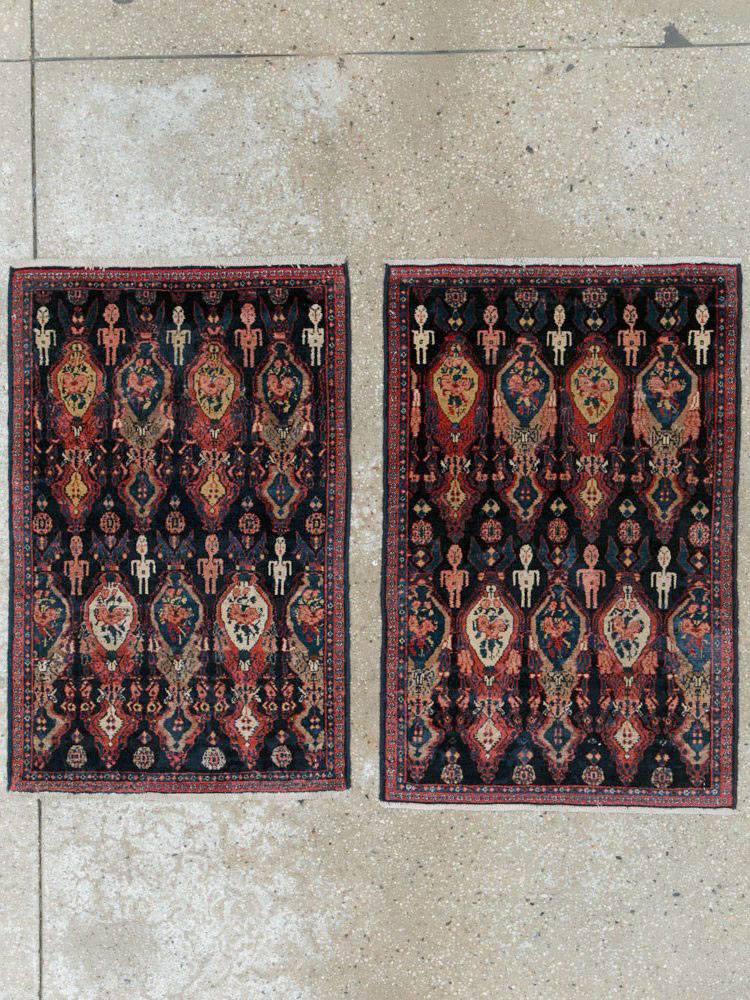 Vintage Persian Senneh Pictorial Rug (Pair: 1 of 2), No.25705 - Gsblank