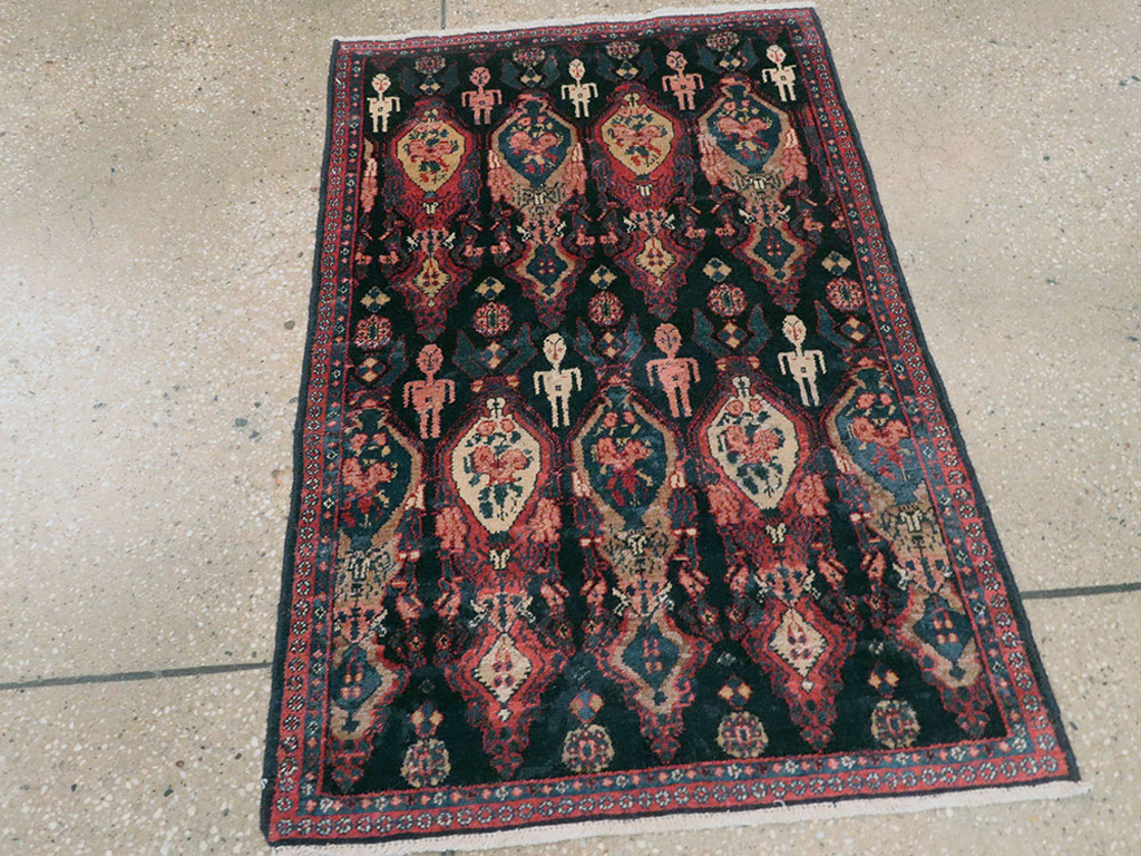 Vintage Persian Senneh Pictorial Rug (Pair: 2 of 2), No.25706 - Gsblank
