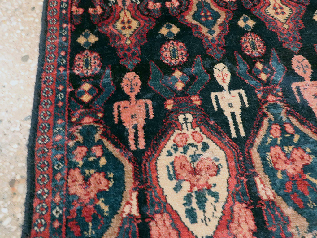 Vintage Persian Senneh Pictorial Rug (Pair: 2 of 2), No.25706 - Gsblank