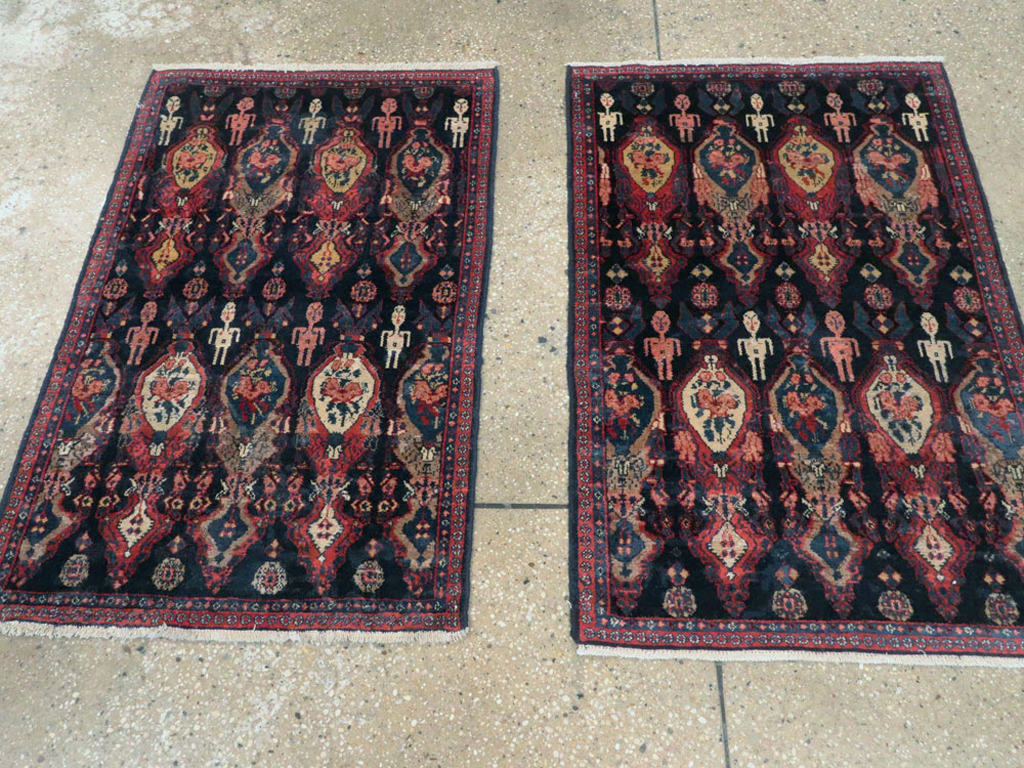 Vintage Persian Senneh Pictorial Rug (Pair: 2 of 2), No.25706 - Gsblank