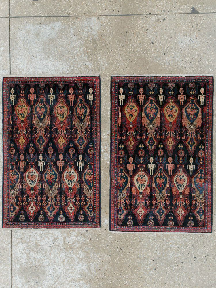 Vintage Persian Senneh Pictorial Rug (Pair: 2 of 2), No.25706 - Gsblank