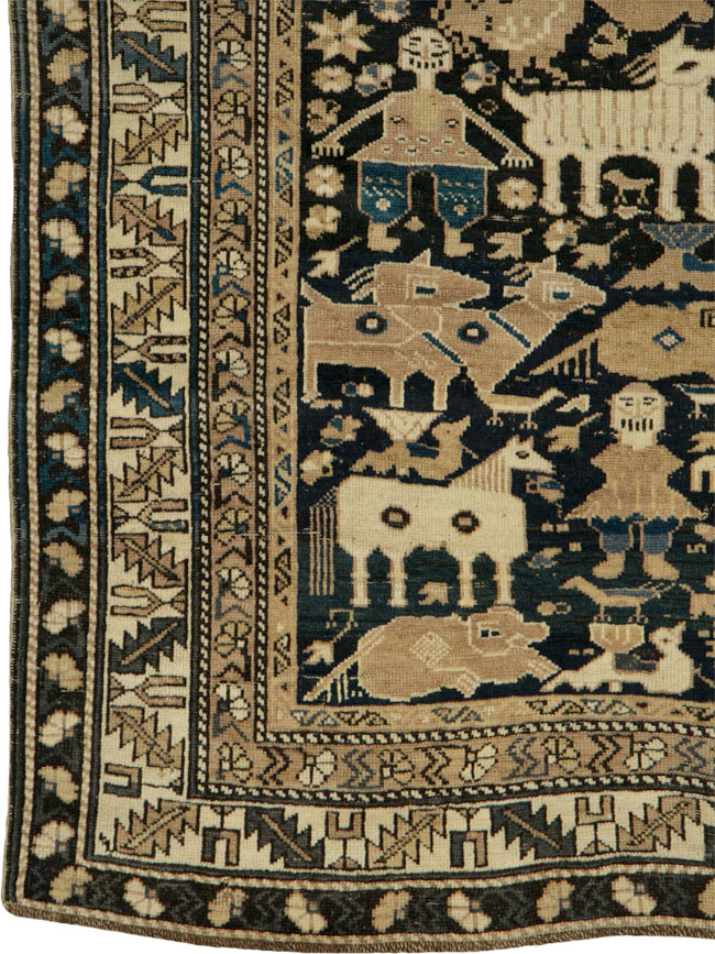 Antique Caucasian Shirvan Pictorial Rug, No.25720 - Gsblank