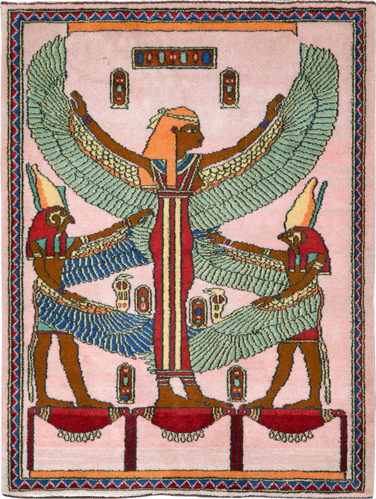 Vintage Goddess Isis Egyptian Pictorial Rug, No.25727 - Gsblank