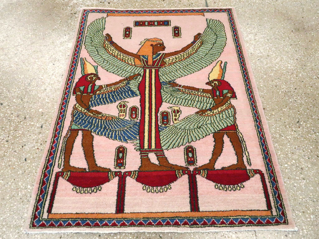 Vintage Goddess Isis Egyptian Pictorial Rug, No.25727 - Gsblank