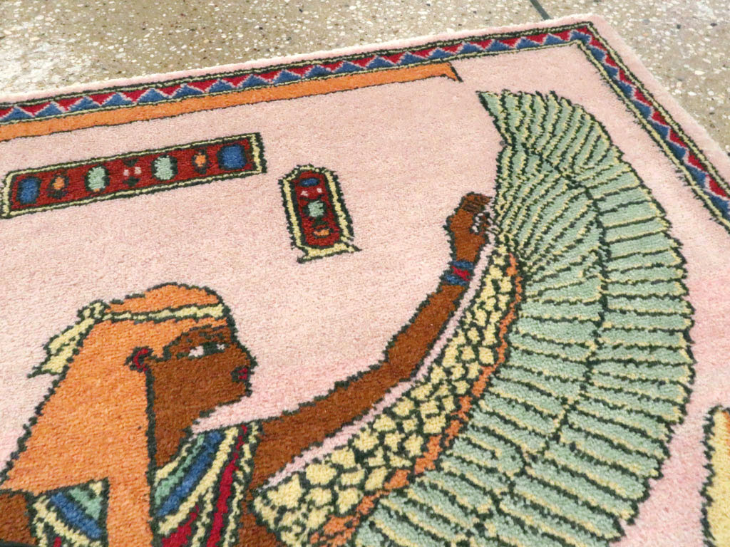 Vintage Goddess Isis Egyptian Pictorial Rug, No.25727 - Gsblank