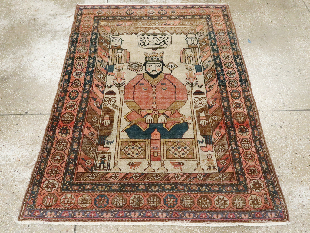 Antique Persian Pictorial Malayer Rug, No.25808 - Gsblank