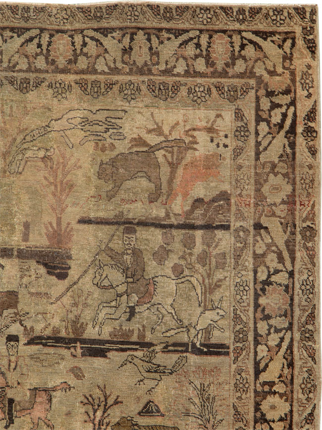 Antique Persian Pictorial Tabriz Rug, No.25828 - Gsblank