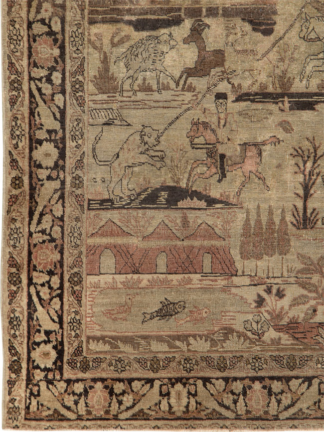 Antique Persian Pictorial Tabriz Rug, No.25828 - Gsblank