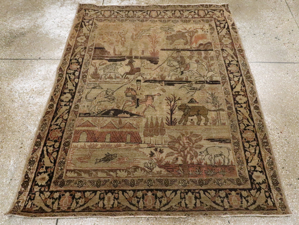 Antique Persian Pictorial Tabriz Rug, No.25828 - Gsblank