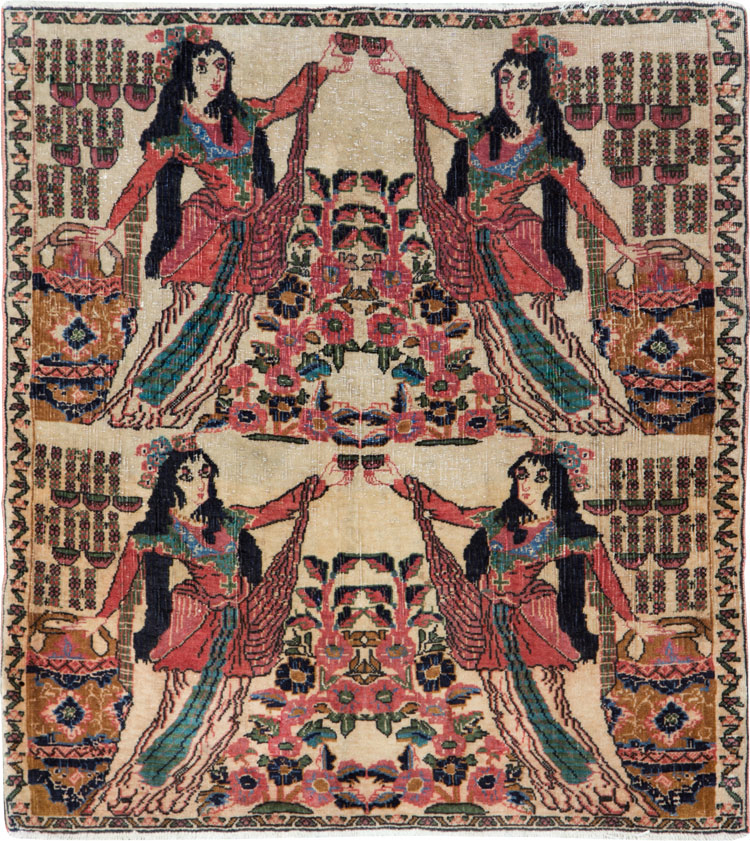 Vintage Persian Tabriz Pictorial Rug, No.25829 - Gsblank