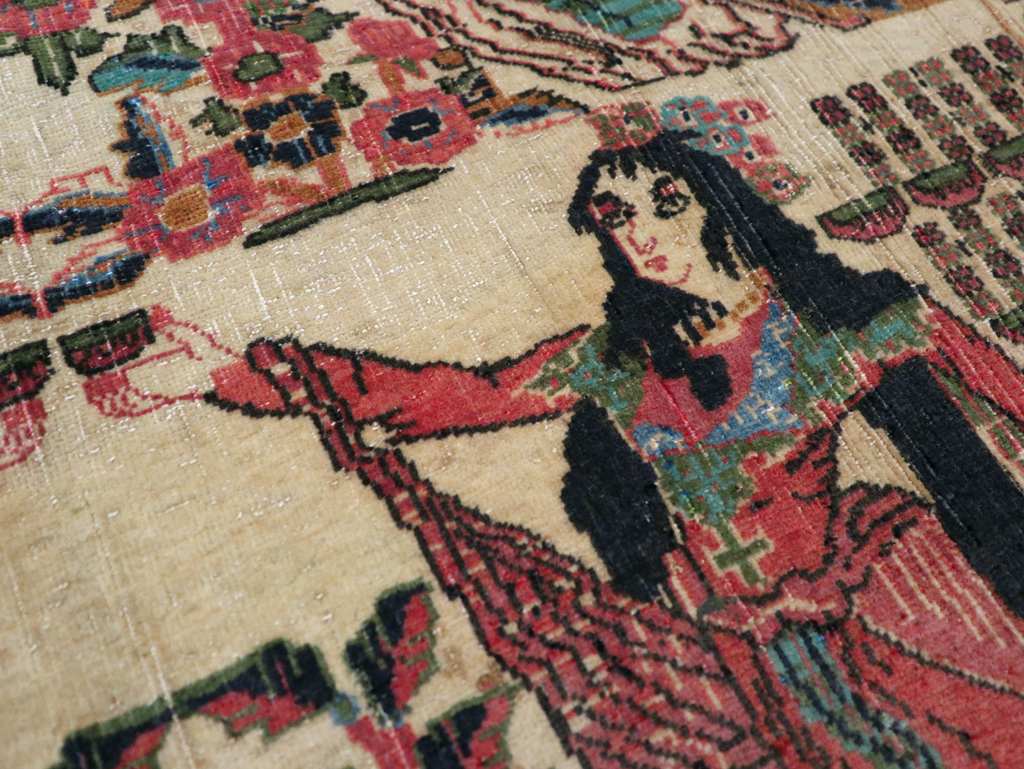 Vintage Persian Tabriz Pictorial Rug, No.25829 - Gsblank