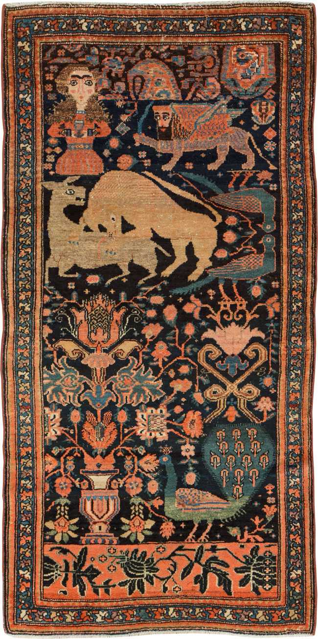 Antique Persian Malayer Pictorial Rug, No.25857 - Gsblank