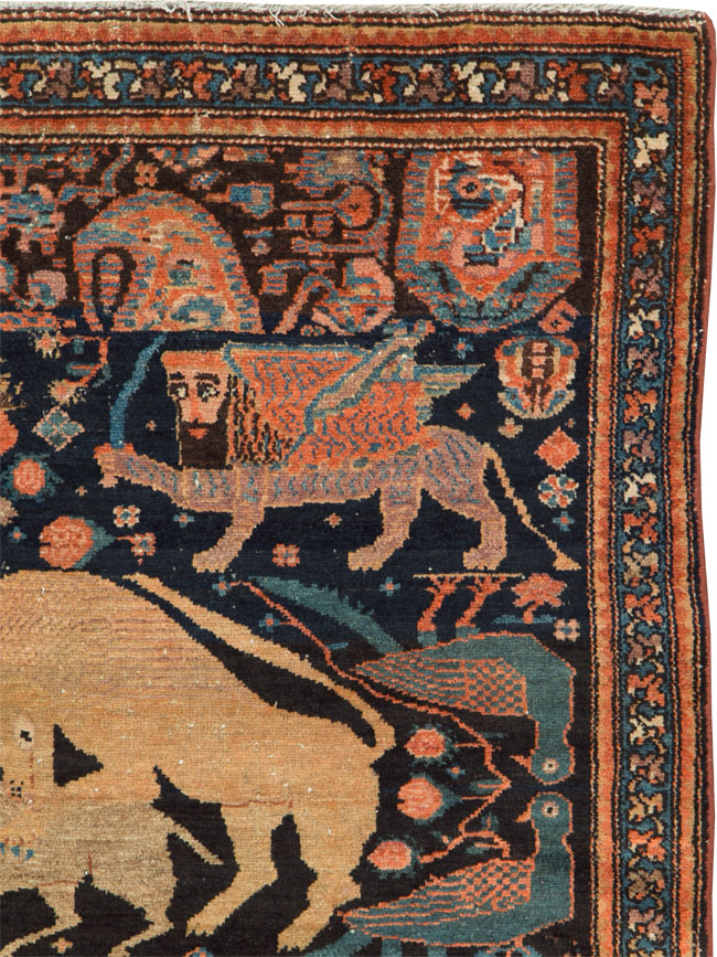 Antique Persian Malayer Pictorial Rug, No.25857 - Gsblank