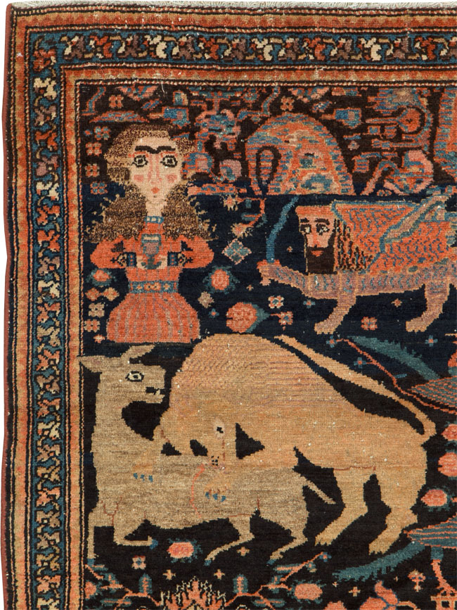 Antique Persian Malayer Pictorial Rug, No.25857 - Gsblank