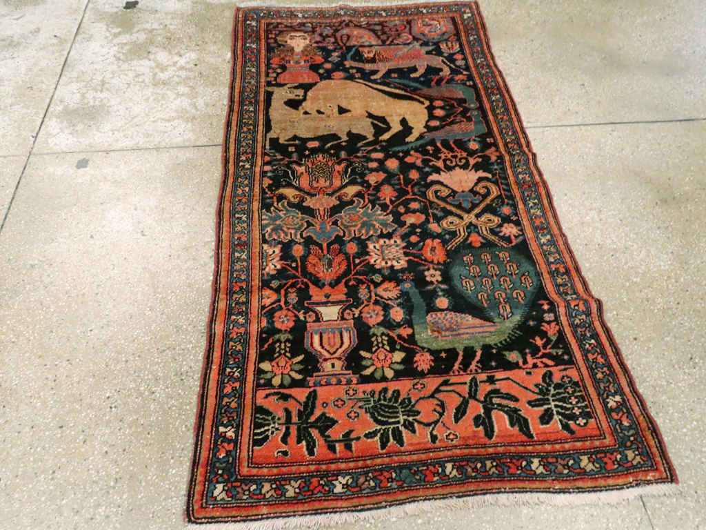 Antique Persian Malayer Pictorial Rug, No.25857 - Gsblank
