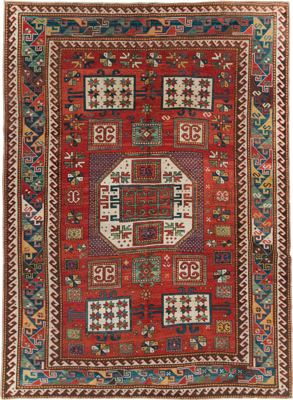 Antique Caucasian Kazak Accent Carpet, No.25858 - Gsblank