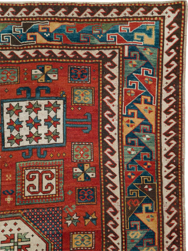 Antique Caucasian Kazak Accent Carpet, No.25858 - Gsblank