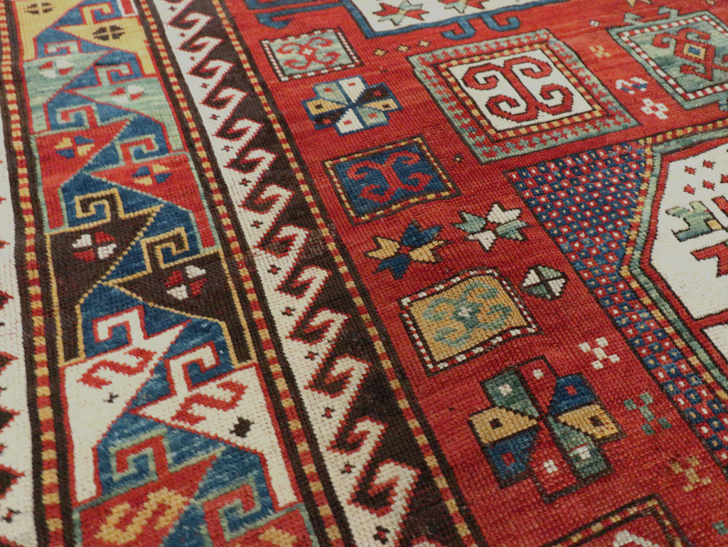 Antique Caucasian Kazak Accent Carpet, No.25858 - Gsblank