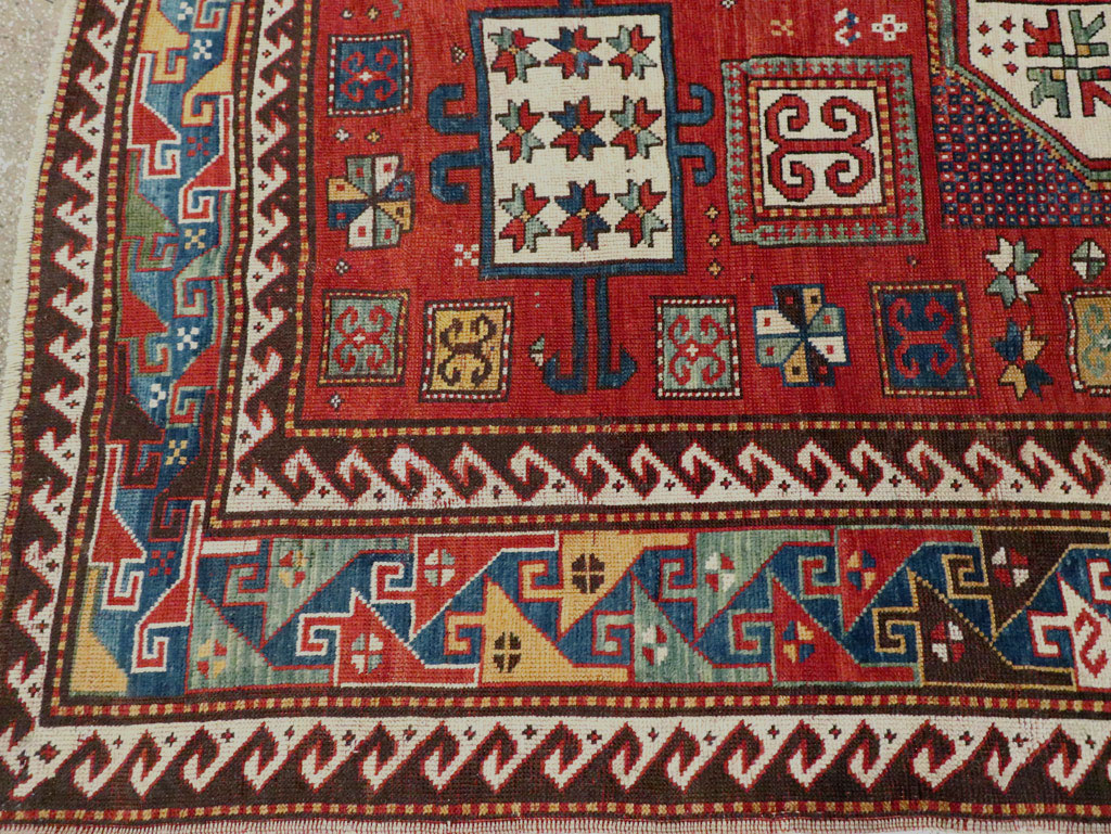 Antique Caucasian Kazak Accent Carpet, No.25858 - Gsblank
