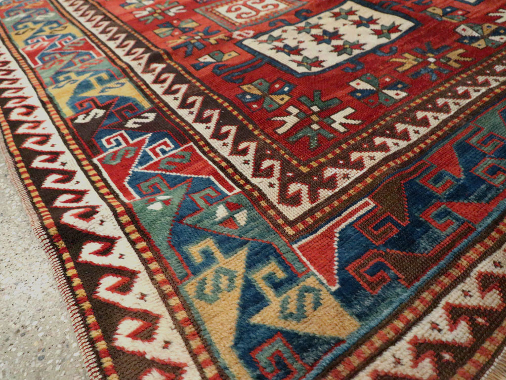 Antique Caucasian Kazak Accent Carpet, No.25858 - Gsblank